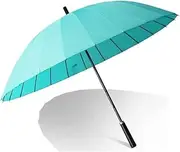 Umbrella Umbrellas Leather Handle Golf Umbrella Windproof Large Travel Rain Umbrella Automatic Open Reinforcement Canopy Vented Umbrella Umbrellas for Rain (Color : Blue1, Size : 75cm)