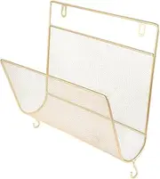 SOPOTUTU Wall Mounted Storage Rack Decorative Iron Art Magazine Rack for Home Office Stylish Wall File Holder for Books Newspapers and Documents Space Saving Design