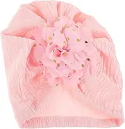 [COLLBATH] Stylish Turban Hat for Newborns Lightweight Warm Cap for Boys Cute Flower Decoration for Showers and Everyday Wear Pink