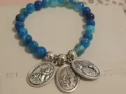 Guardian Angel, St Michael, Raphael & Gabriel Saints Blue Stone Bracelet