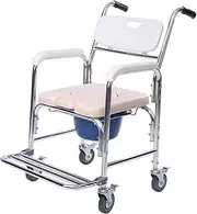 Shower Wheelchair,Mobile Toilet Wheelchair,Shower Toilet Chair with Wheels,Toilets,Shower Chair,Commode Chair,Elderly, Disabled,Commode Chair with Armrests and Backrest(B)