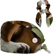 [CWAGFEQZ] Scrub Caps Women,Scrub Hats Suitable for Women,Puppy Beagle Dog Sleep