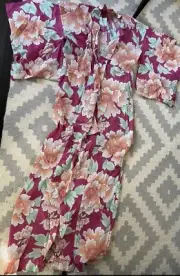 NEW PUB 2 Piece Women Yukata Obi Sash Pink Flower Kimono Japan Import One Size