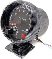 GPVPGHGRJ 95MM Racing Tacho Gauge Car 0-8000 RPM Meter Carbon Tachometer Gauge with Shift Light Auto Motorcycles Carbon Fiber Speedometer