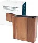 XL Acacia Wood Universal Knife Block with Slots for Scissors and Sharpening Rod,