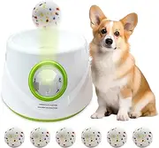 Automatic Dog Ball Launcher with 6 Tennis Balls, Dog Ball Thrower for Small & Medium Dogs, 3 Adjustable Distance 19-45FT, Interactive Dog Toy Ball Throwing Machine for Indoor/Outdoor