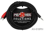 10ft PigHog Stereo Breakout Cable, 3.5mm Stereo Male to Dual RCA Male, AV-010PH