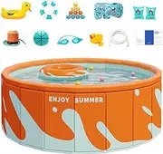 Foldable Pool for Kids,Portable Family Bathing Tub Swimming Pool | Portable Swimming Pool for Outdoor, Indoor, Backyard, Garden, Balcony, Beach
