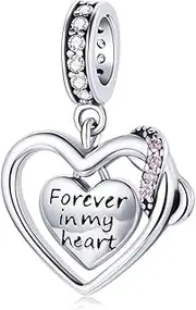 [DOYIS] Forever in My Heart Charm fit for Pandora Bracelet Sterling Silver 925 Heart Pendant Charms Bead Women Girls Gift