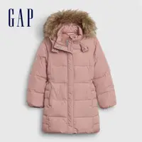 在飛比找蝦皮商城優惠-Gap 女童裝 保暖仿毛邊直筒型連帽棉外套-粉色(59342