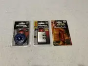 Lot of 3 Brand New Sealed Master Lock Locks Blue Combination, Word, Backpack