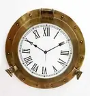 Antique Marine 15" Brass Ship Porthole Analog Clock Nautical Wall Clock Decor