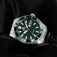 在飛比找PChome24h購物優惠-ORIENT 東方錶 綠水鬼 200米潛水機械錶-銀x綠/4