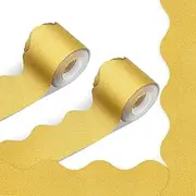 65.6 Feet Bulletin Board Borders 2 Rolls Trim Bulletin Boards Bulletin Board Border Decorative for School, Classroom, Office, Party, Wall Decor (Gold)
