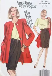 Vintage VERY EASY Vogue Pattern 8115 | Misses Jacket & Dress Size 12 14 16 UNCUT