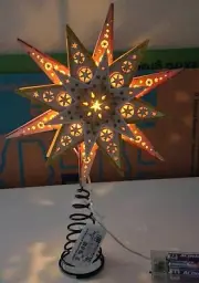 Light Up Battery Operated 3D Wooden Star Tree Topper New With Tag