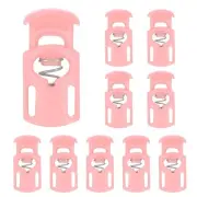 10pcs Spring Cord Locks Plastic Toggle Stopper Cord Stops Fastener, Pink
