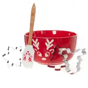 Bread and Butter Electroplate Icy Reindeer Mini Mix Bowl Set Red