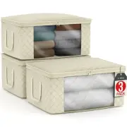 Sorbus Foldable Storage Bag Organizers (3 Pack, Beige)