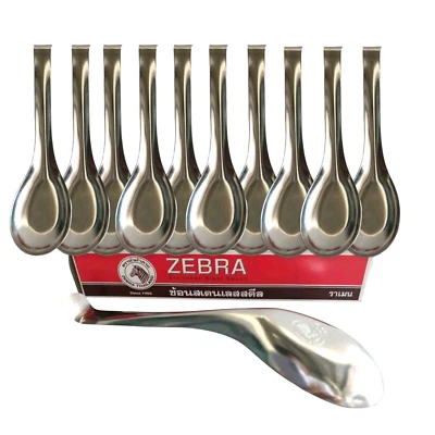 Zebra Thailand Ramen Spoon Stainless Steel Noodle Shabu Soup Table Ware 10 pcs