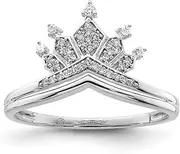 [JewelryWeb] 925 Sterling Silver Rhodium Plated Diamond Crown Ring 2mm Wide Band Style-Ring for Women