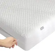 King Size Bamboo Mattress Protector with Zipper - 100% Waterproof Zippered Mattress Cover - Soft & Cooling Noiseless Bed Mattress Covers - Top Removable Mattress Encasement 10-12" Deep