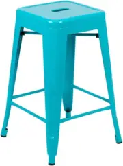 Lily 24" High Metal Counter-Height, Indoor Bar Stool in Teal - Stackable Set of