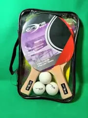 New Table Tennis Ping Pong Set- 2 Rackets, 3 High Performance Balls, Zipper Case