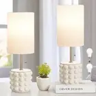 GyroVu Ceramic Table Lamp Set of 2, Small Bedside Lamps, Modern White