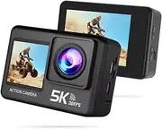 5K 30FPS Action Camera with Dual Screens, Remote Control, WiFi, 170° Wide Angle, EIS, Sports Cam (With No SD Card)