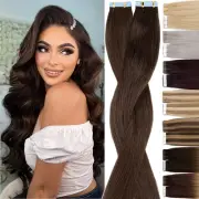 AU CLEARANCE Tape In Russian Remy Human Hair Extensions Skin Weft Brown THICK FM