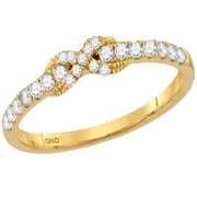 14k Yellow Gold Round Diamond Infinity Knot Stackable Band Ring 1/4 Cttw