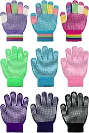 [Whaline] 9 Pairs Children Anti-Skid Glove Stretch Gripper Gloves Full Finger Winter Warm Knitted Gloves Anti-Slip Gloves