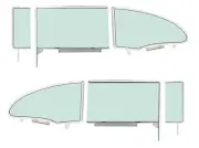 1955-57 Bel Air 150 210 Door Quarter Vent Glass Kit; Green Tint; 2 Door Hardtop