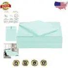 King Percale Bed Sheets Set - 200 TC Cotton Blend, Wrinkle-Free, Sea Foam Green