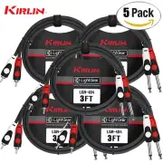 5-PACK Kirlin 3FT Dual 1/4" Mono Plug to Dual RCA Dual Patch Cable LGA-404-03