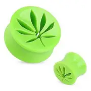 Pot Leaf Hollow Green Acrylic Saddle Plug Plug 5/8" Sold as a pair [Jewelry]