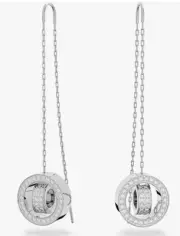 Swarovski Hollow Long Earrings Rhodium Finish 5636435 PE CHAIN CRY/RHS NEW