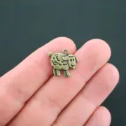 BULK 25 Sheep Charms Antique Bronze Tone 2 Sided - BC076