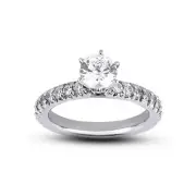 2.91ct G-SI2 Round Natural Diamonds 14k Classic Ring with Wedding Band