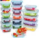 18Pack Glass Food Storage Containers，Airtight Glass Meal Prep Containers with Li