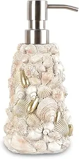 Bathroom Soap Dispenser, 420ml Seashell Hand Soap Dispenser, Refillable Resin Liquid Soap Dispenser, Decorative Lotion Dispenser with Pump for Kitchen Bathroom Home-