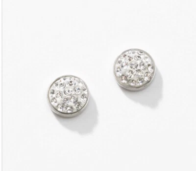 Touchstone Crystal Birthstone Pave Post Earring Clear Rhodium New Condition