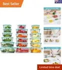 18 Pack Glass Food Storage Containers, Meal Prep Containers, Airtight Glass L...