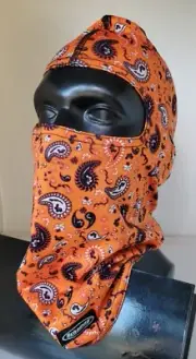 NWT Schampa Stretch Balaclava Polyester/Spandex Blend Orange Paisley BLCLV003-32