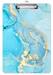 Fashion Clipboard, Cute Pattern Decorative Clipboards, Custom Blue Gilt Marbleb