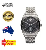 NEW EMPORIO ARMANI FRANCO AR0373 SILVER/BLACK CHRONOGRAPH QUARTZ MENS WATCH