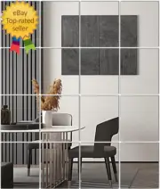 Home Gym Mirrors 12''X 10'' Glass Wall Mirror Tiles (16 PCS) Large Full Body
