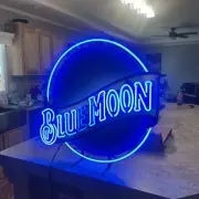 New Blue Moon Beer Board 29"x27" Neon Light Sign Lamp Bar Man Cave Wall Decor