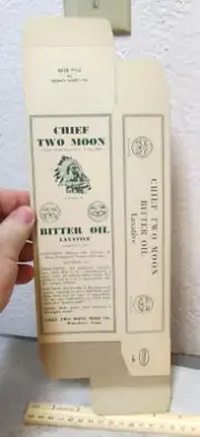vintage 1930s Chief Two Moon empty Bitter oil laxative 1 pint new old stock box